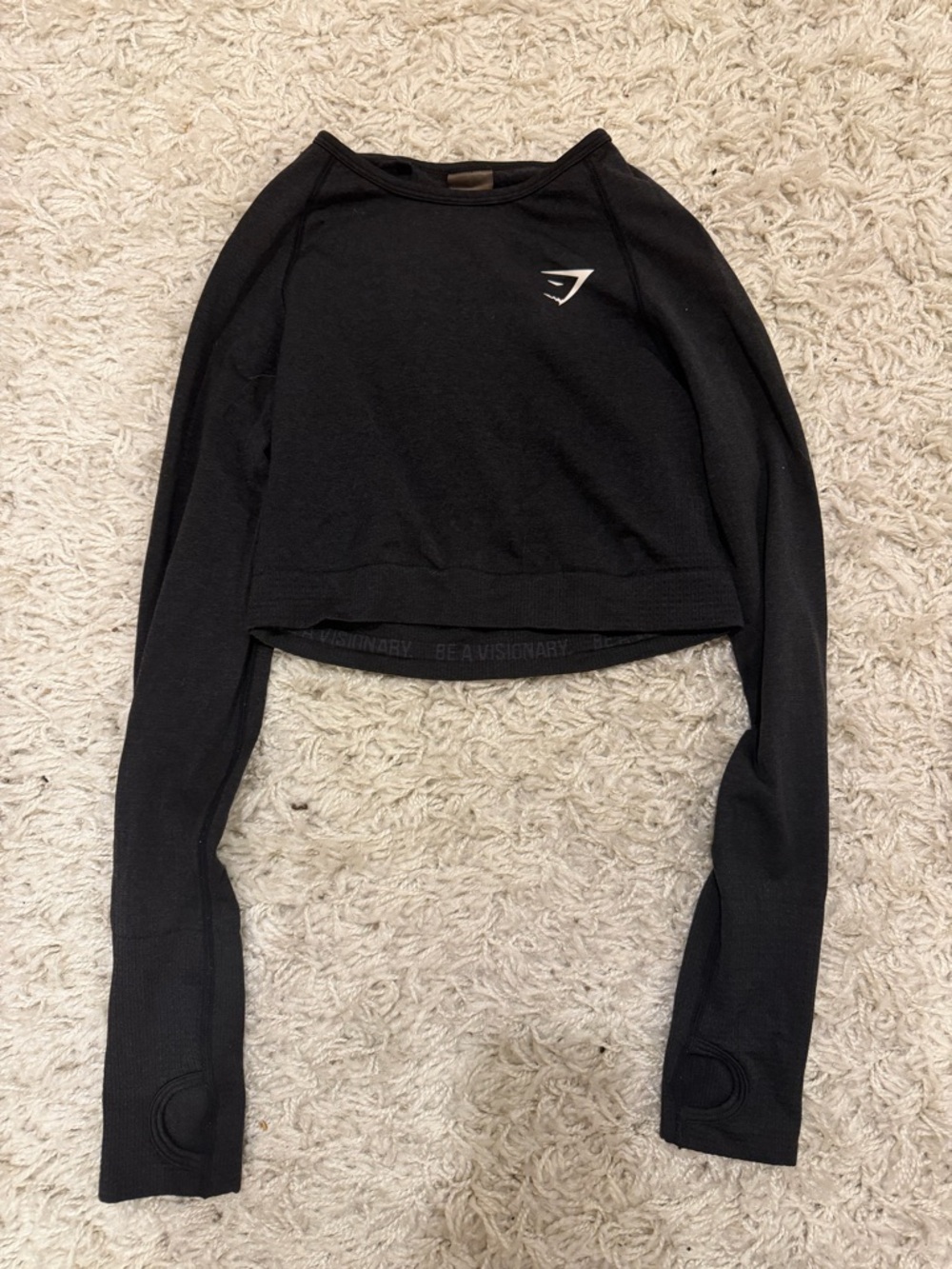 Gymshark Women's Black Cropped Long Sleeve Top